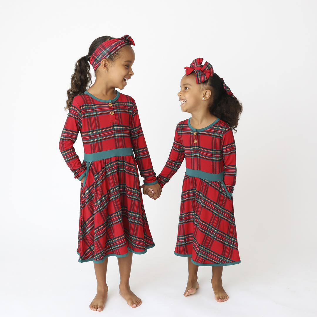 plaid winter dresses A Winter Favorite Navy Plaid Bow Dress, Small - The Mint Julep Boutique