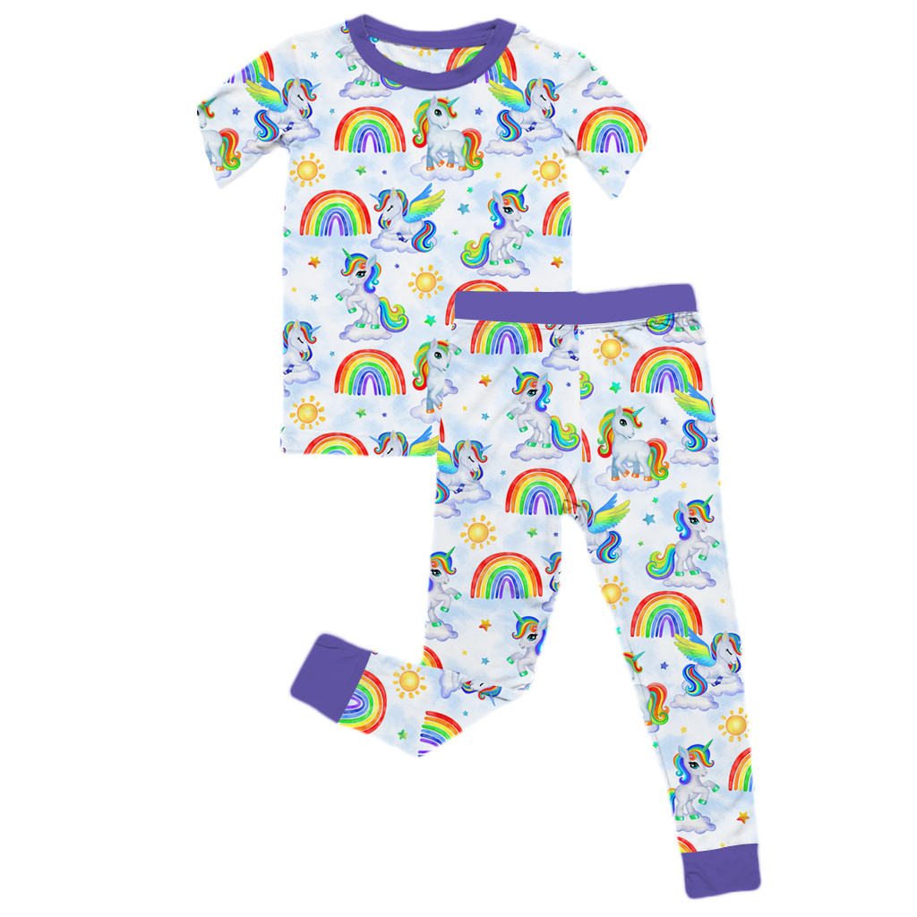 Sunshine and Rainbows Kids Two Piece Short Sleeve Lounge Set