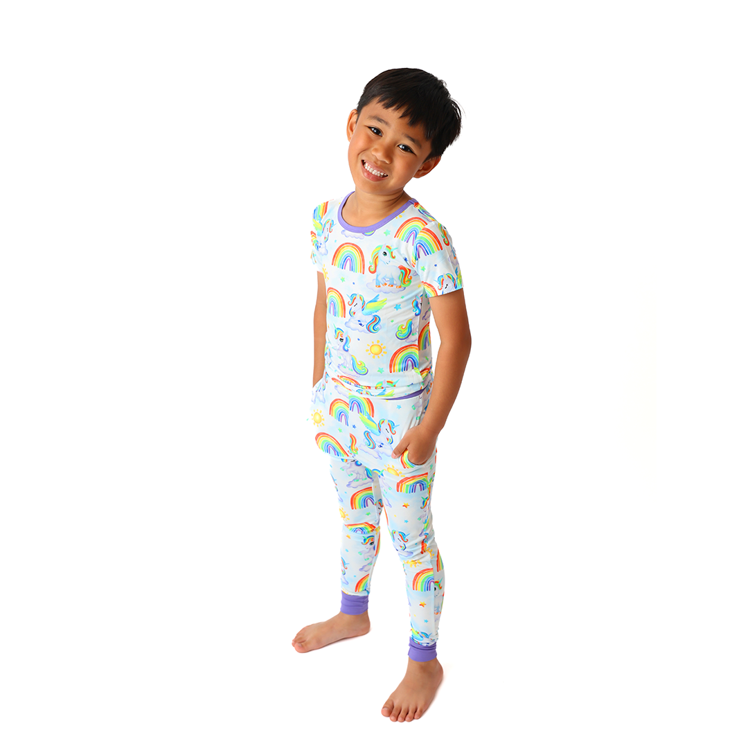 Sunshine and Rainbows Kids Two Piece Short Sleeve Lounge Set