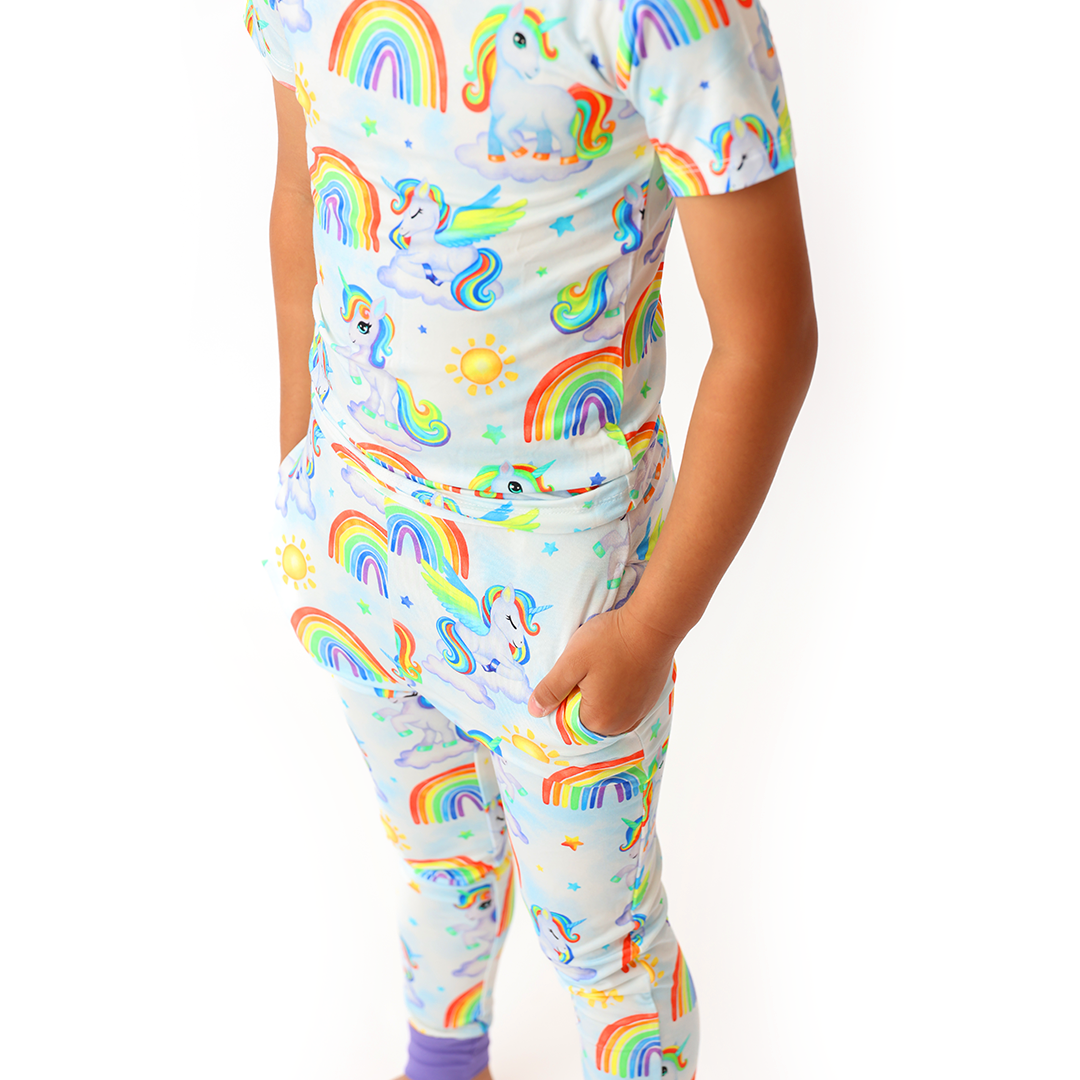 Sunshine and Rainbows Kids Two Piece Short Sleeve Lounge Set