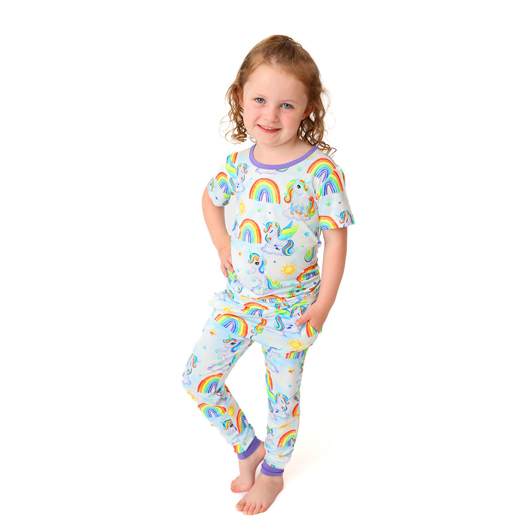 Sunshine and Rainbows Kids Two Piece Short Sleeve Lounge Set