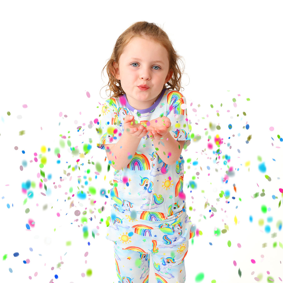 Sunshine and Rainbows Kids Two Piece Short Sleeve Lounge Set