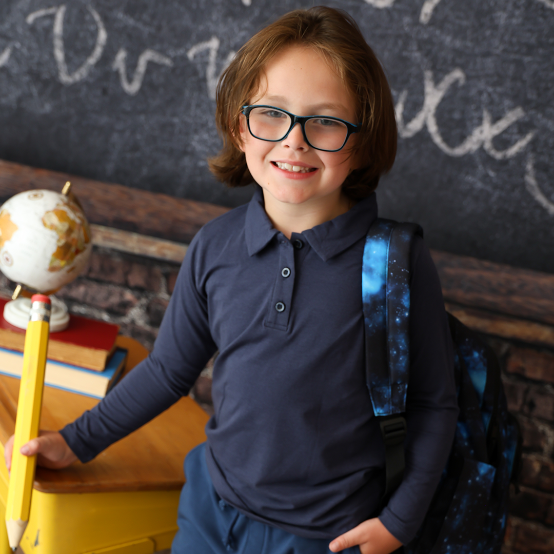 Navy Long Sleeve Polo Shirt