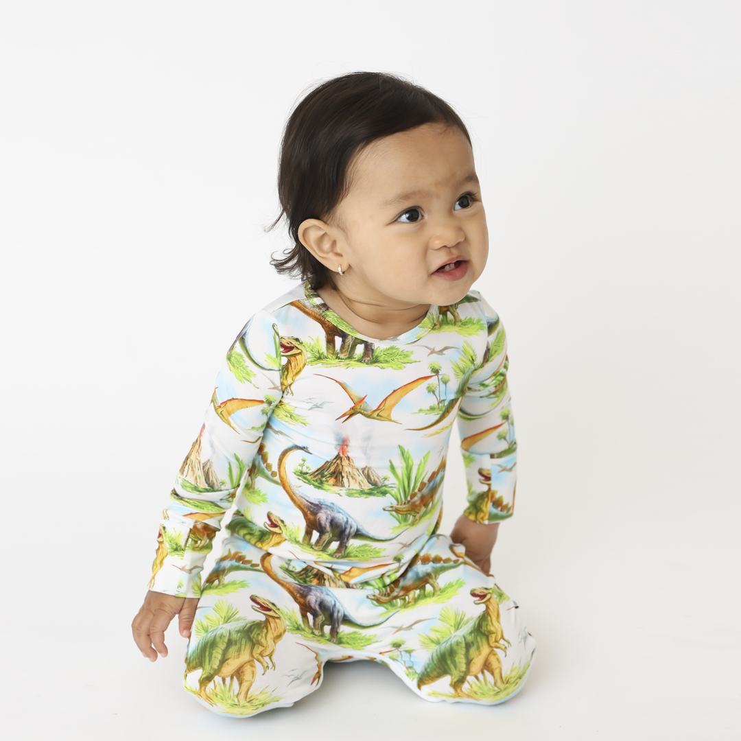 Classic Jurassic Convertible Romper- Mid Leg Zip