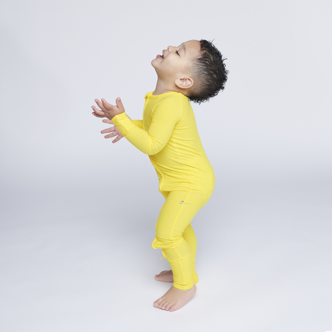 Sunshine Yellow Convertible Romper- RIBBED