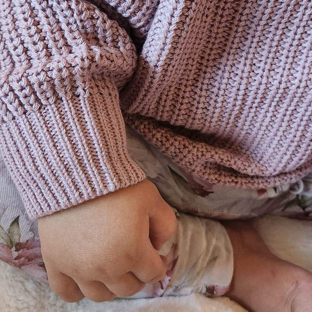 Tickled Pink Little Chunky Knit Bamboo Sweater