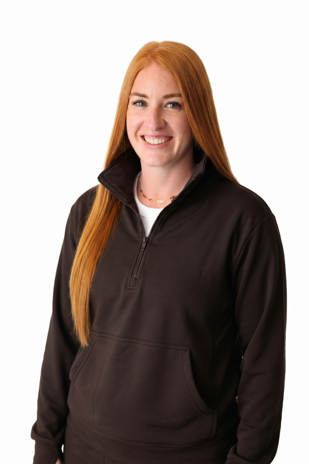 Coffee Bean Adult Half Zip Funnel Neck Sweatshirt