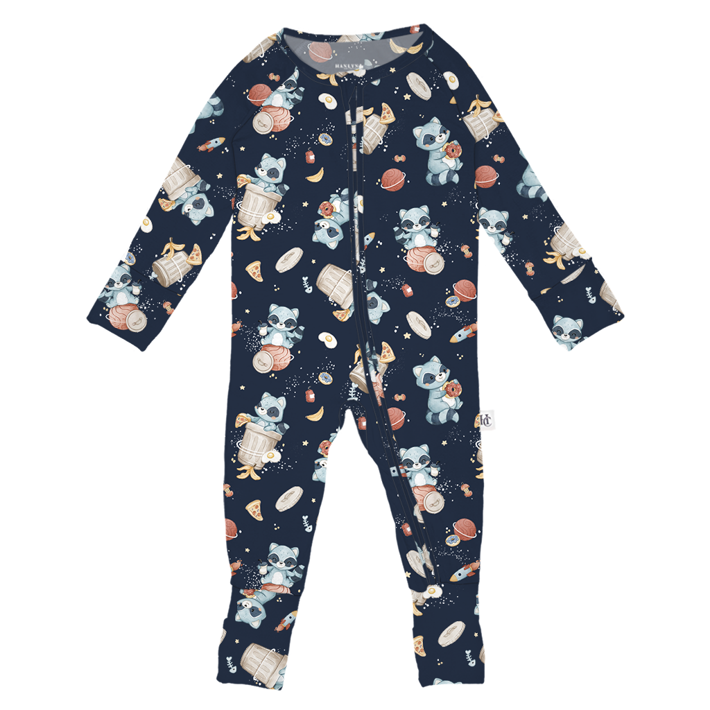 Spaced Out Trash Panda Baby Convertible Romper