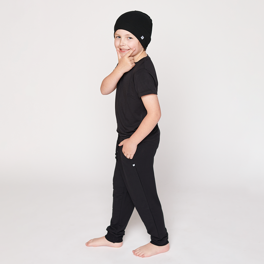 Black Terry Track Pants