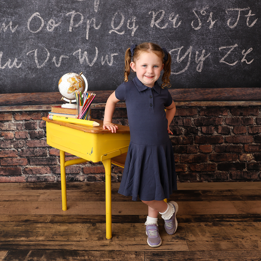 Navy Short Sleeve Polo Dress with Biker Shorts