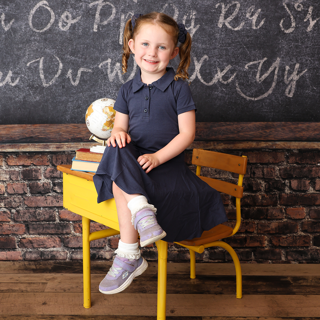 Navy Short Sleeve Polo Dress with Biker Shorts