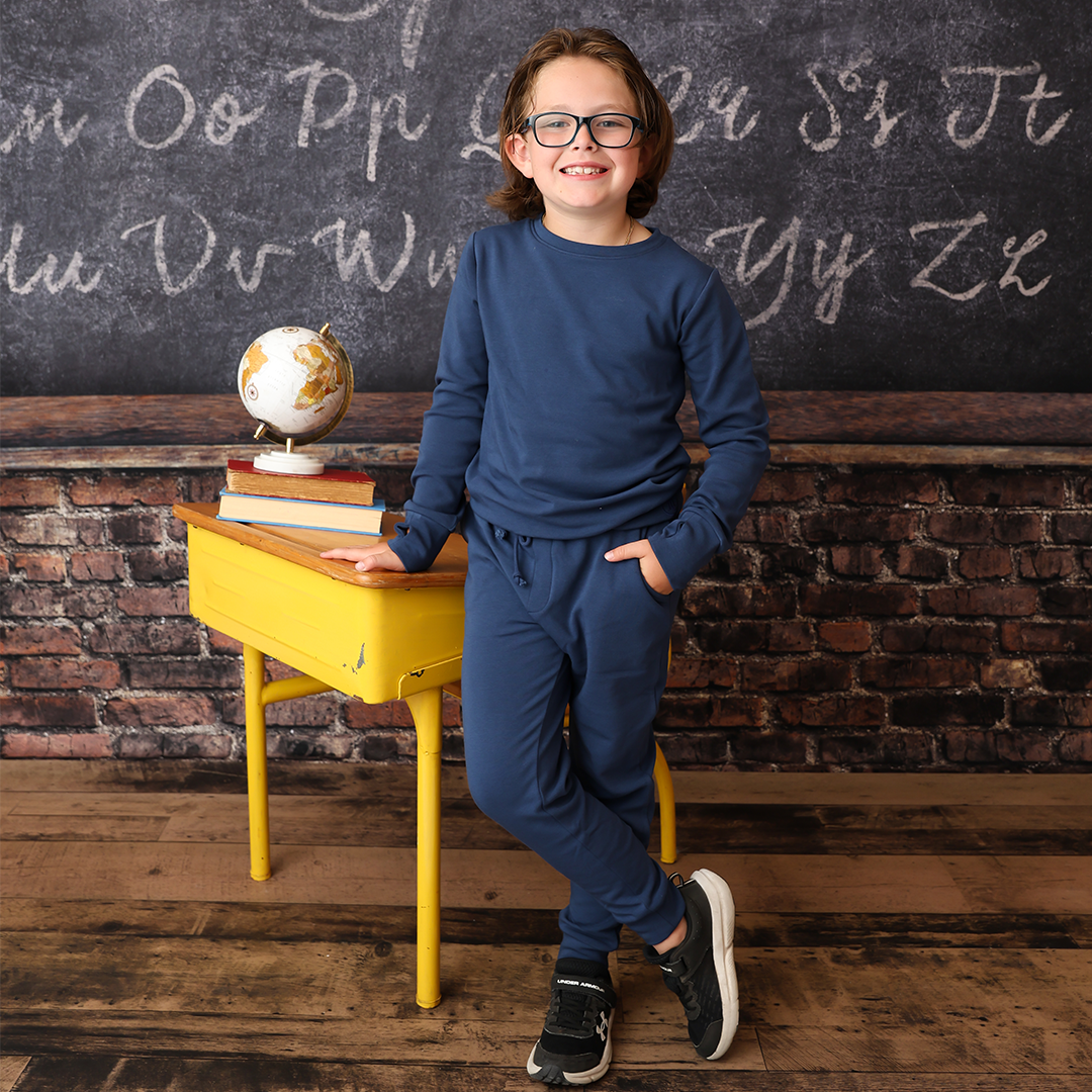 Navy Kids Crew Neck Tracksuit