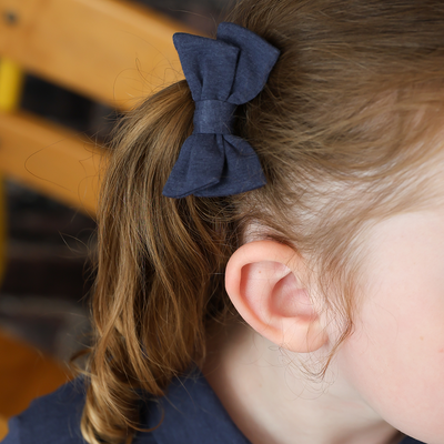Navy Mini Alligator Clip Bows (pack of 2)
