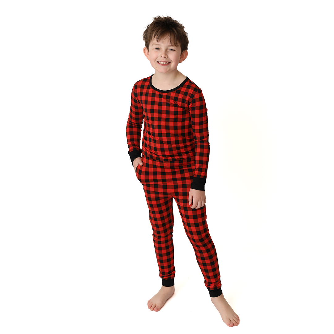 Cozy Cabin Plaid Kids Two Piece Lounge Set
