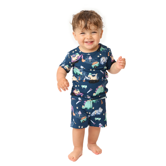 Rexovator Kids Two Piece Short Sleeve and Shorts Lounge Set