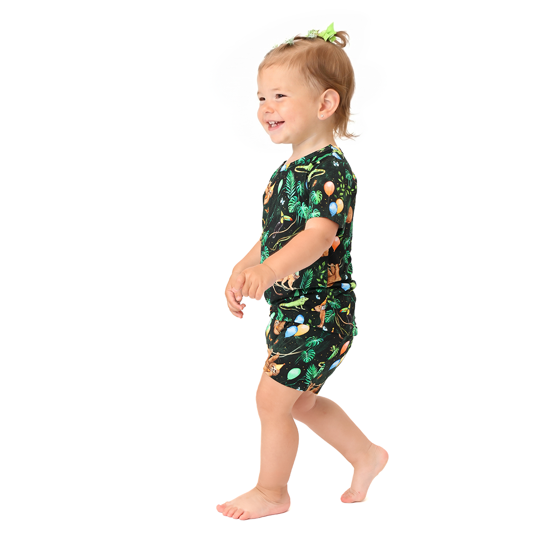 Party Animals Kids Two Piece Short Sleeve and Shorts Lounge Set