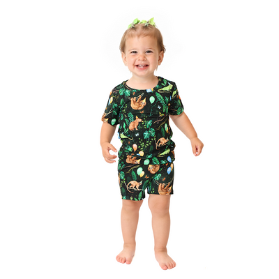 Party Animals Kids Two Piece Short Sleeve and Shorts Lounge Set