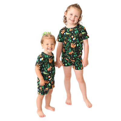 Party Animals Kids Two Piece Short Sleeve and Shorts Lounge Set