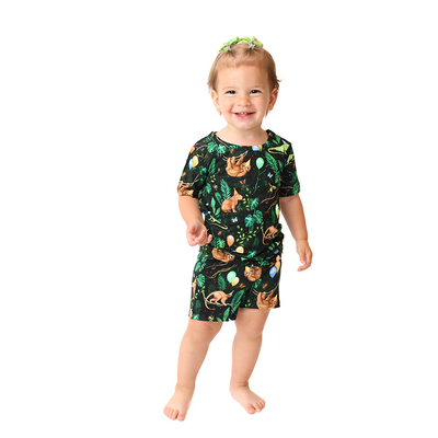Party Animals Kids Two Piece Short Sleeve and Shorts Lounge Set