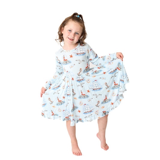 Message In A Bottle Ruffled Twirl Dress