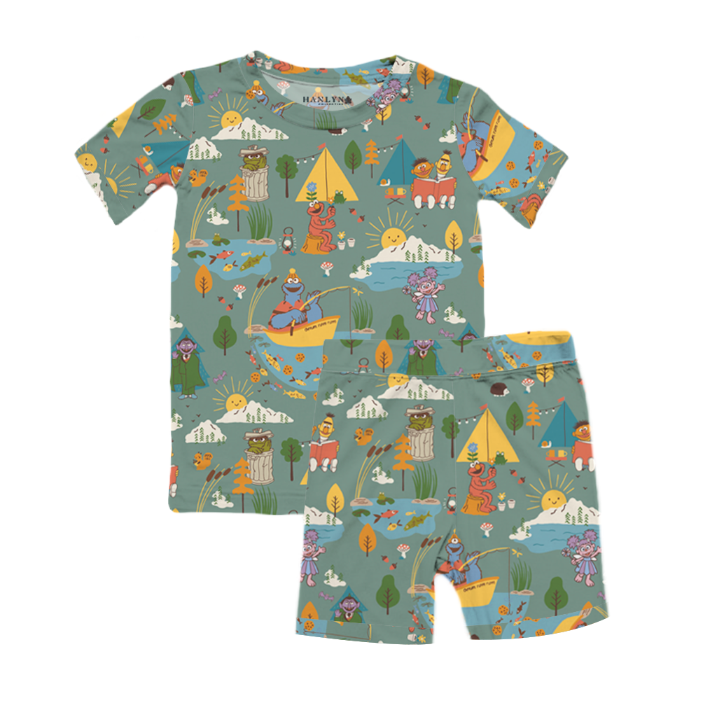 Let's Go Camping Kids Two Piece Shortie Lounge Set | Sesame Street