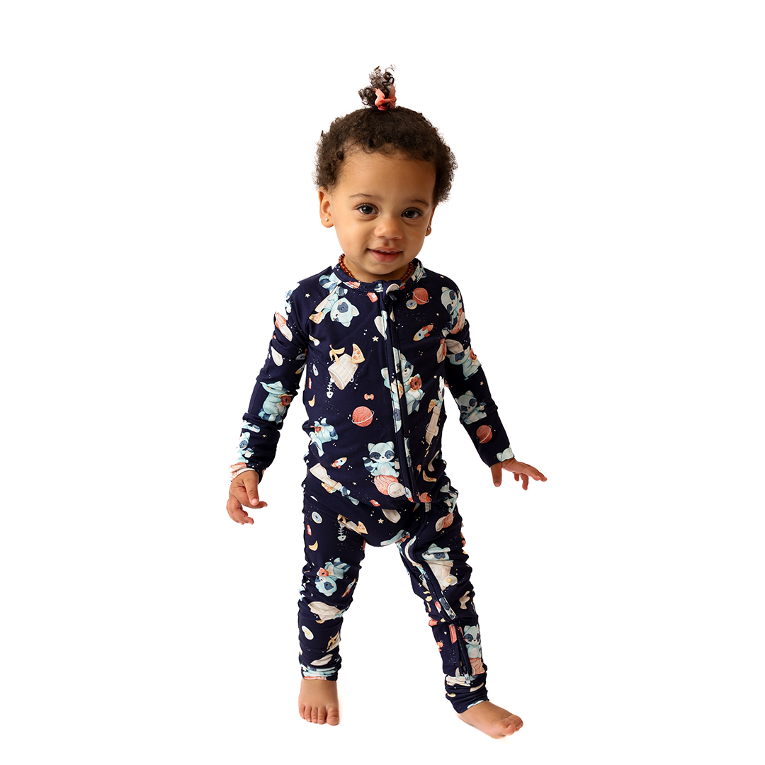 Spaced Out Trash Panda Baby Convertible Romper