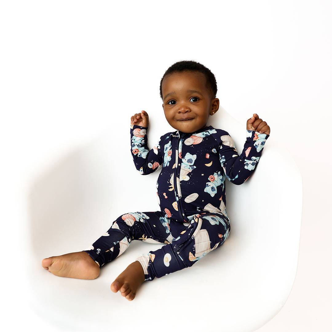 Spaced Out Trash Panda Baby Convertible Romper