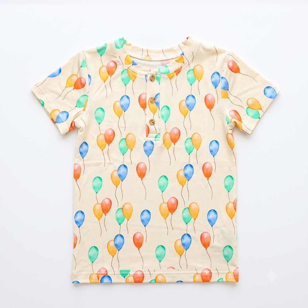 Let's Celebrate! Short Sleeve Henley Shirt