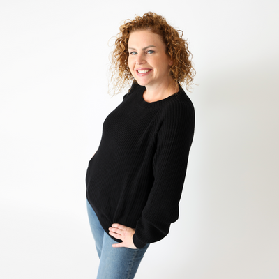 Black Chunky Knit Bamboo Sweater