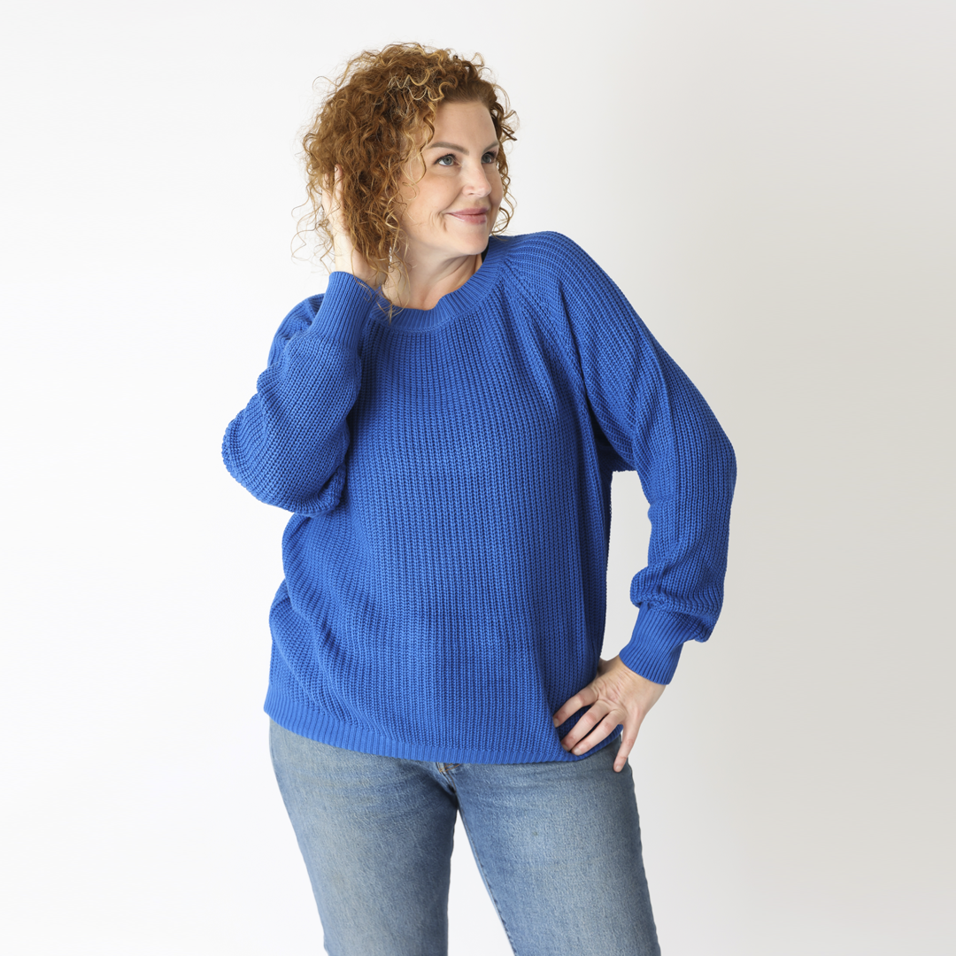 A Dream Come Blue Chunky Knit Bamboo Sweater