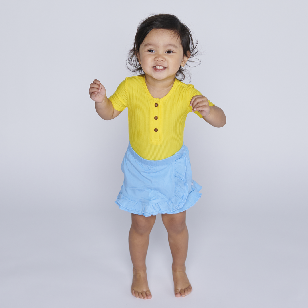 Sunshine Yellow RIBBED Little Henley Bodysuit