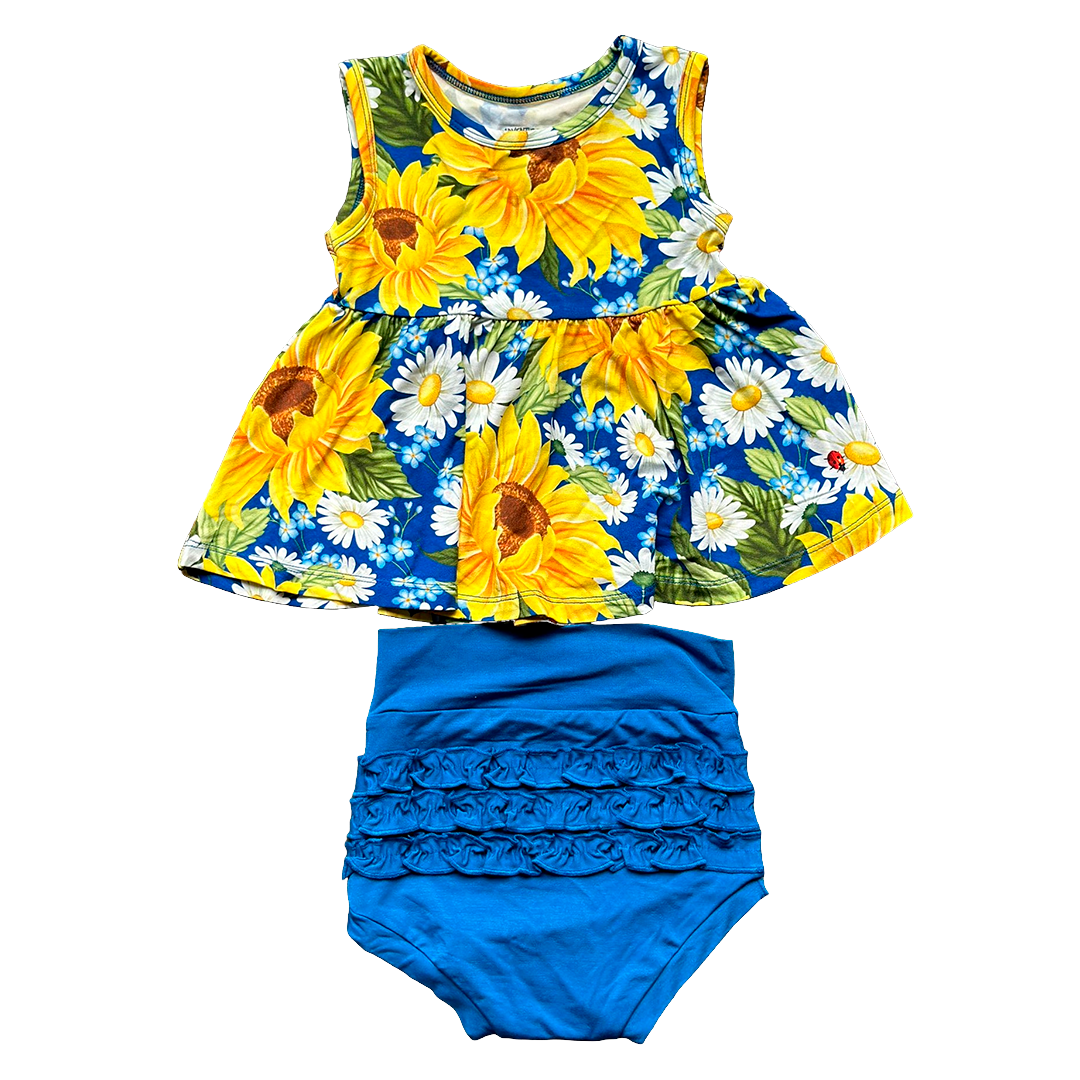 Here Comes The Sun Peplum Ruffled Bummie Set