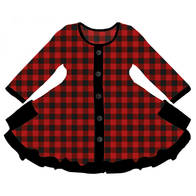Cozy Cabin Plaid Twirl Dress