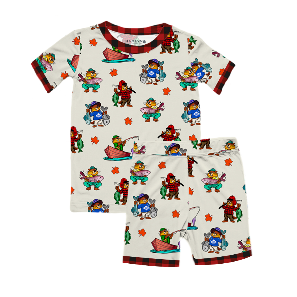 Dam Good Catch Kids Two Piece Short Sleeve and Shorts Lounge Set