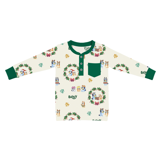 Home for the Holidays Kids Pocket Henley Shirt | Bluey™
