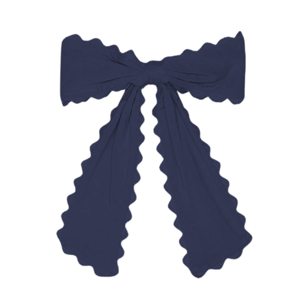 Night Sky Blue Scalloped Clip Bow
