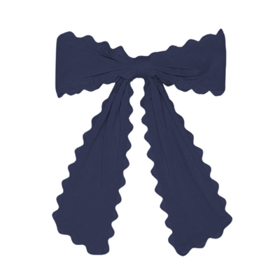Night Sky Blue Scalloped Clip Bow