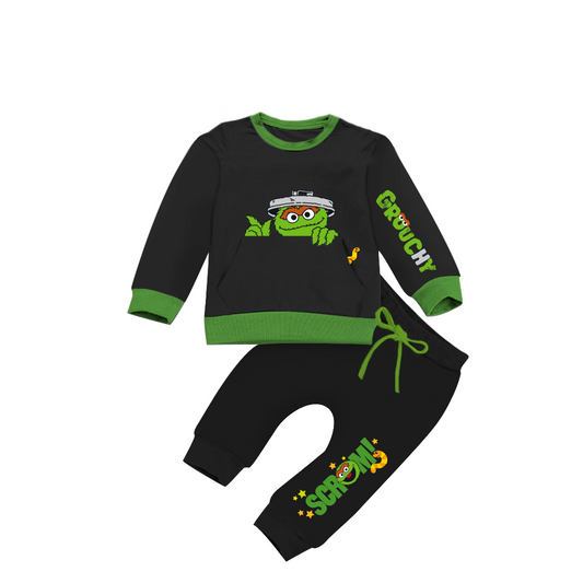 Oscar The Grouch Baby & Toddler Crew Neck Tracksuit | Sesame Street