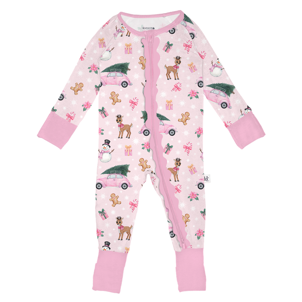 Winter Wonderland PINK Convertible Romper (with ruffles)