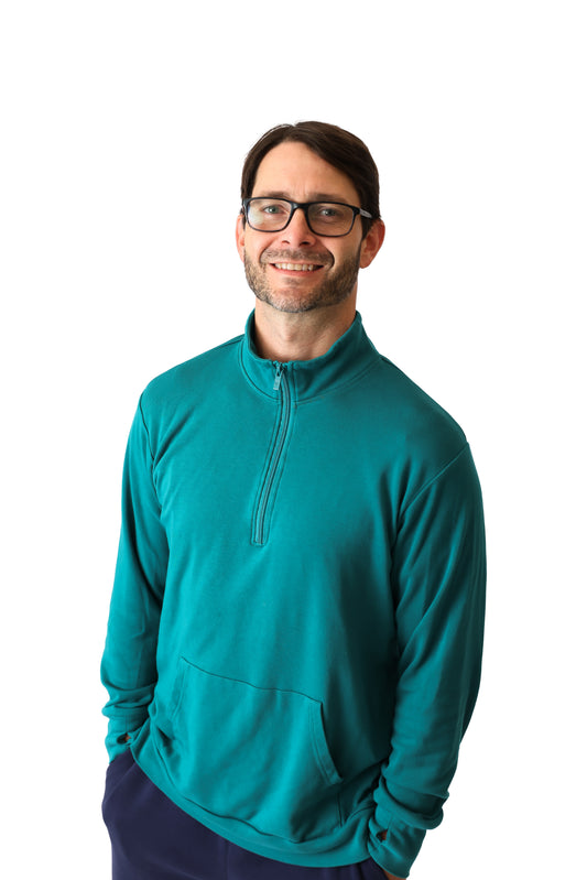 Teal Me More Adult Half Zip Funnel Neck Sweatshirt