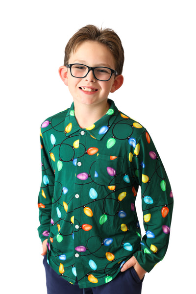 Twinkle All The Way Kids Button Up Long Sleeve Shirt