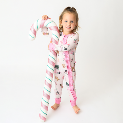 Winter Wonderland PINK Convertible Romper (with ruffles)