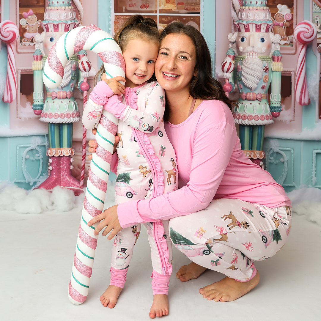 Winter Wonderland PINK Convertible Romper (with ruffles)