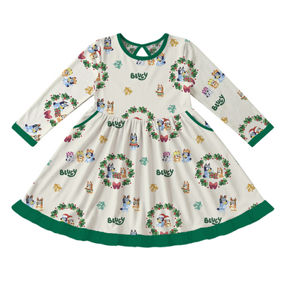 Home for the Holidays Long Sleeve Twirl Dress | Bluey™