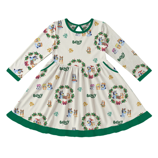 Home for the Holidays Long Sleeve Twirl Dress | Bluey™