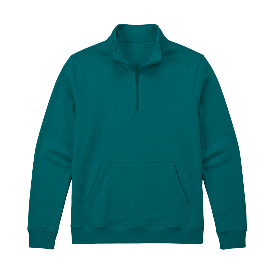 Teal Me More Adult Half Zip Funnel Neck Sweatshirt