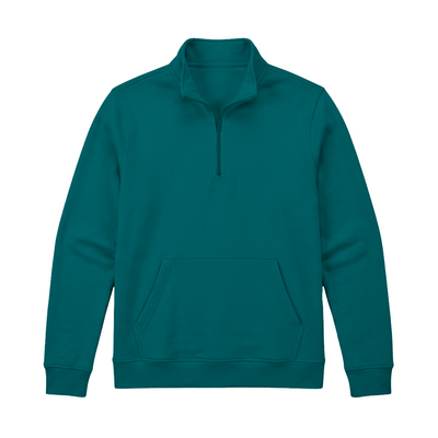 Teal Me More Adult Half Zip Funnel Neck Sweatshirt
