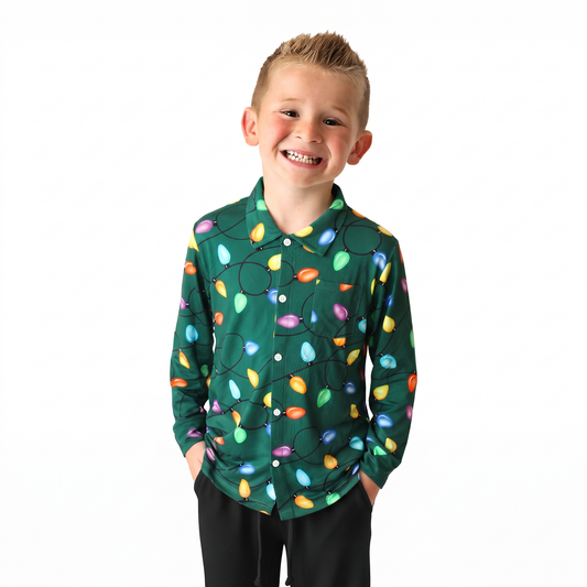 Twinkle All The Way Kids Button Up Long Sleeve Shirt