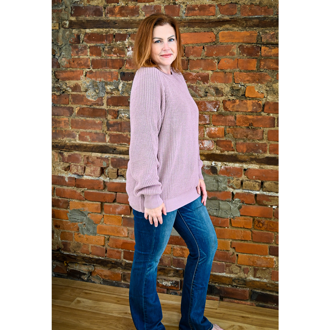 Tickled Pink Ladies Chunky Knit Bamboo Sweater