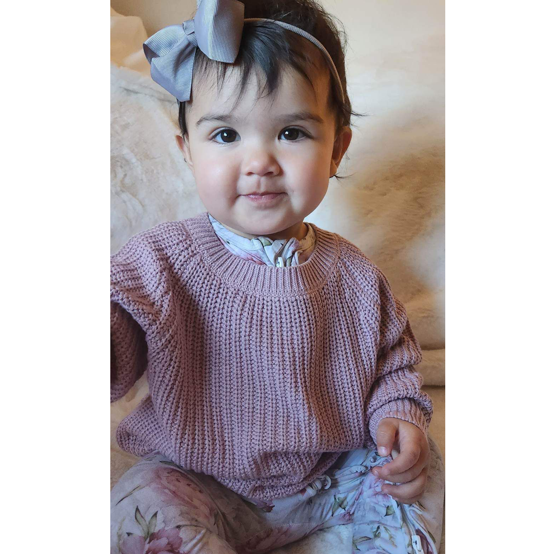 Tickled Pink Little Chunky Knit Bamboo Sweater